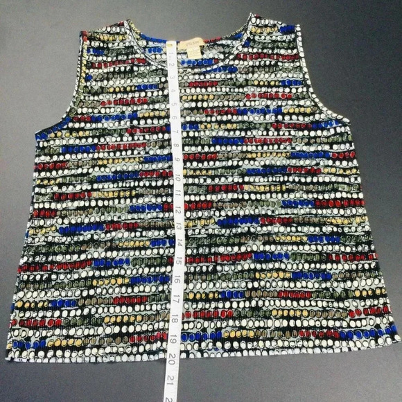 Vintage Plissé Women's Multi-Color Sleeveless Geometric Cropped Tank Top Large - Picture 6 of 9